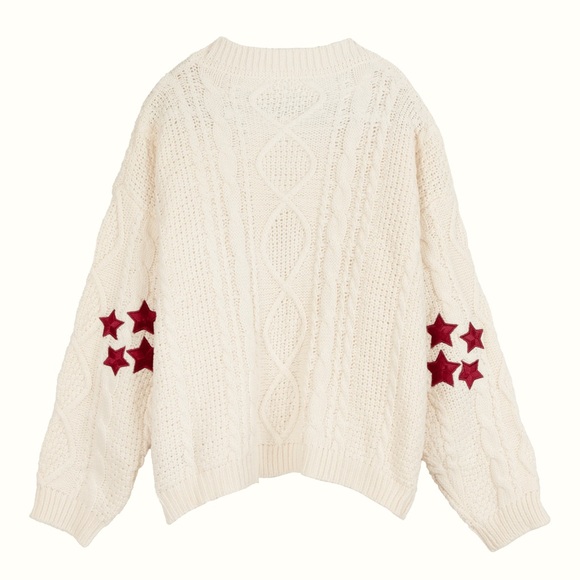 Taylor Swift Red Taylors Version Cardigan Cable Knit Sweater Stars (Size XS/SM) - Picture 3 of 7